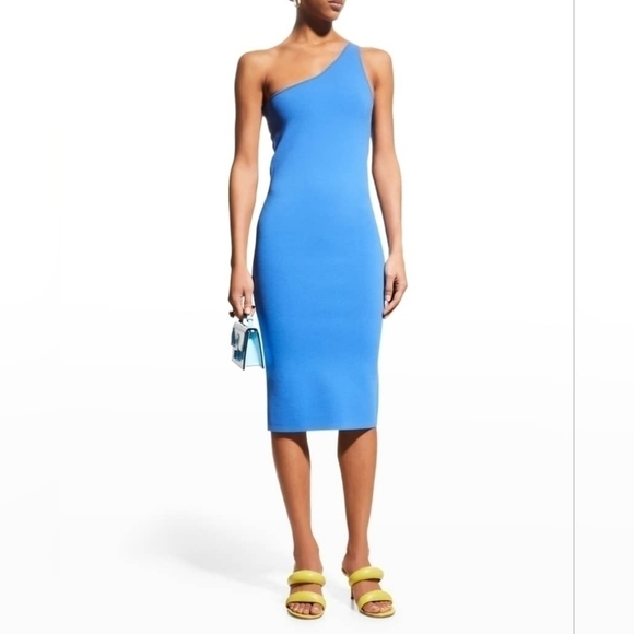 A.L.C. Colby One-Shoulder Blue Sheath Dress Size L Large - Picture 3 of 8